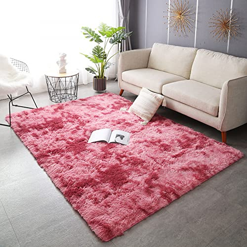 Nyescasa Hochflor Teppich Langflor Modern Flauschig Weich Rechteckig für Wohnzimmer, Kinderzimmer, Schlafzimmer, Flur - Läufer Rot Shaggy Innen 80x160cm