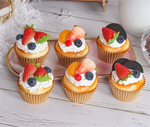 Skyseen Lot de 6 Faux gâteaux artificiels réalistes pour Petits gâteaux, Pains, Desserts, décoration