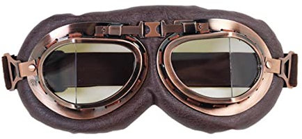 COOKOE Motorradbrille Braun Vintage Motorradbrille Retro Helm Fahrradbrille Sport Staubdichter Augenschutz Lederbrille