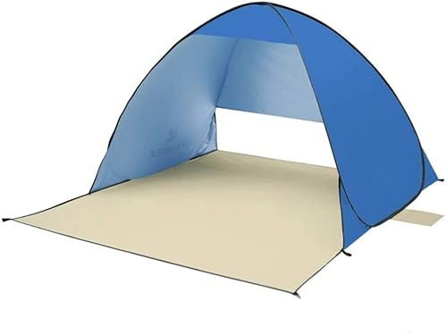Tente familiale Tente de camping 2-3 personnes Tente de plage Super Parasol de plage Abri solaire extérieur Cabana Tente d'extérieur automatique Pop Up Happy house (Bleu foncé) beautiful scenery