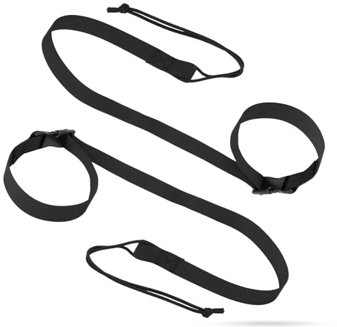 PEUTIER 2PCS Snowboard Leashes, Adjustable Snowboard Binding Straps Covert Leash Ski Accessories for Men Women Kids Teenagers to Fasten Your Snowboard Boots (Black)