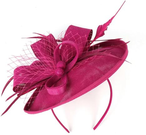 PJQUEKAIPJ Fascinator-Hut für Damen, Sinamay-Feder, Teeparty, Pillbox, Blume, Derby