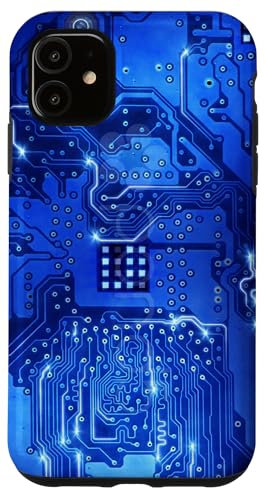 Carte mère bleue pour ordinateur Coque pour iPhone 11