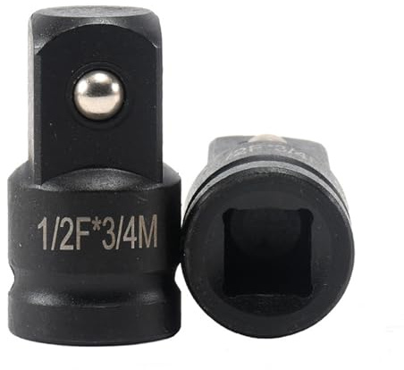 Juttzzei Impact Socket Adapter, 1/2 Drive (F) x 3/4 (M) Socket Adapter | Premium Black Chrome Vanadium Steel 1/2 Inch x 3/4 Inch Impact Socket Reducer for Use with Air Impact Wrenches, Breaker Bars
