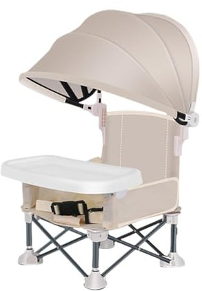 Hochstuhl Baby Klappbar, Baby Campingstuhl Mit Tablett Und Dach, Tragbar Kinderhochstuhl Sonnenschutz Babystuhl Hochstuhl Faltbar Für Outdoor, Camping, Picknick