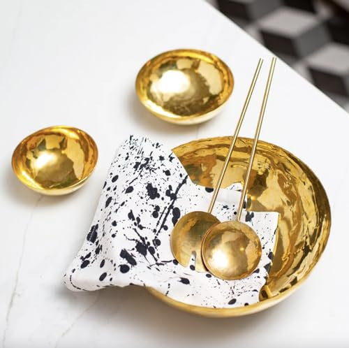 Set of 2 Brass Salad Servers, Hammered Brass Serving Spoons, Large Gold Serving Spoons, Kitchen Dining Serving Spoons, Gold Salad Spoons, Polished Gold Spoons, Handmade Brass Salad Spoons