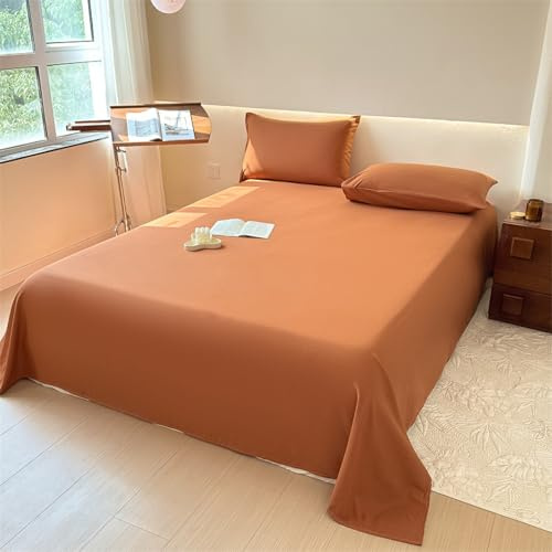 HAIBA Bettlaken ohne Gummizug 200x240cm orange Betttuch ohne Gummi Baumwollstoff Laken zum zudecken