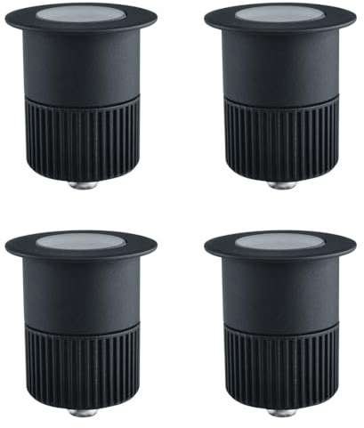ENOVALITE 4 Stück LED Bodeneinbaustrahler 5W 300lm, 3000K Warmweiß, IP67 | Schwarz, Ø 65x80mm, Aluminium, befahrbar bis 2t, 230V Bodeneinbauleuchte, Außenleuchte, Bodenspot