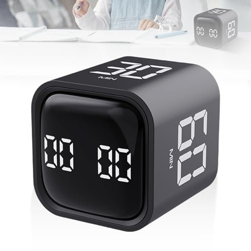 Asfrode Cube Timer, Digital Schwerkraftsensor Drehbarer Visual Timer Wiederaufladbarer Würfel Kurzzeitwecker mit Speicherfunktion für Kinder Studium Arbeit Küche Büro Sport, Typ-C Stummschaltung