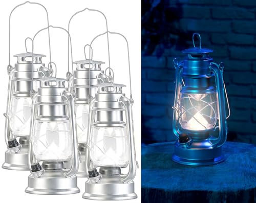 Lunartec LED Öl-Lampe mit Akku: 4er-Set helle LED-Sturmlampe, Akku, 200lm, 3W, tageslichtweiß, silbern (Handlaterne, helle Lampe wiederaufladbar)