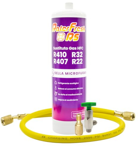 Ralerfresh RS köldmedium gas ersättning för R410, R32, R407 och R22 kylvätska för luftkonditionering, delad typ (flaska slang + adapter)