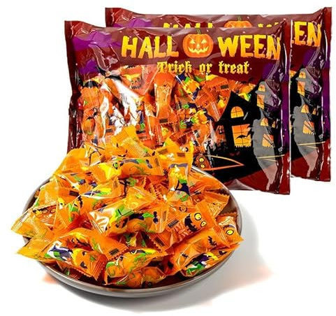 Halloween candy, pumpkin candy, orange flavored pumpkin fruit candy, gummies, cute candy gift pack, healthy and nutritious fruit snacks, funny candy, desserts, candied fruit snacks (250g)