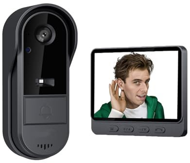 TKMARS Citofono con Telecamera 1080P Videocitofono senza Fili da Esterno 2.4G Campanello senza Fili da Esterno Visione Grandangolare 170°, Premere il Campanello Video/Registrazione Automatica