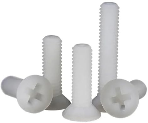BCOMFY M2 weiße Kunststoff-Nylon-Senkkopfschrauben, Kreuzschlitz-Flachkopfschrauben, Schraubenlänge 4–40 mm(10mm)