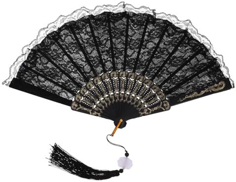 Alipis Retro Lace Fan Vintage Style Chinese Dancing Fan for Dance Performances and Photo Props