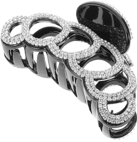 Ipetboom Schwarze Große Strass Haarklammer Kieferklammer Klaue Clip Pin | Erweitertes Krallendesign Starke Klemmwirkung | Aus Robustem Harz Mit Strahlenden Strasssteinen Glitzer Accessoire | Für Frau