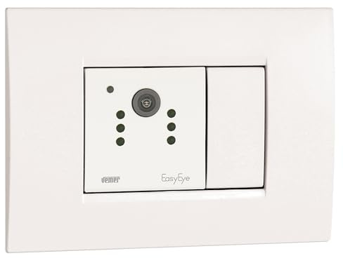 VEMER VE795000 EASYEYE - Telecamera WiFi da Interno con APP dedicata, Installazione Scatola da Incasso 2 Moduli, Videocamera di Sicurezza Full HD e Tecnologia a Infrarossi, Alimentazione 230V, Bianca