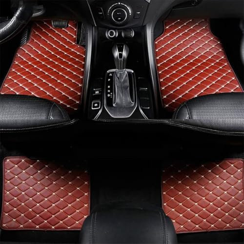 DQSZ 4 StüCk Leder Auto FußMatten für Volvo C30 2006-2012(LHD), Vorne Hinten Teppichschutzmatte Wasserdicht rutschfeste Anti-Kratz Autoteppiche Interieur ZubehöR,D/Orange