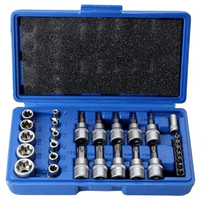 GLBMLMTHZP Juego de Dados Torx Star, Amp;Enchufes E Hembra Macho bit con Herramienta Torx Ki, Conjunto de Enchufe de Estrella de par Externo Herramienta de reparación de Motor Socket Sockets(29PCS)