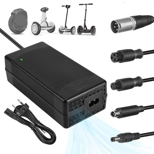 JIZZU Ladegeräte für Scooter, 42 V 3 A AC Hoverboard Adapter, Universal Netzteil Ladegerät mit 4 Anschlüssen für Elektroroller, Balance Scooter, Driftboards