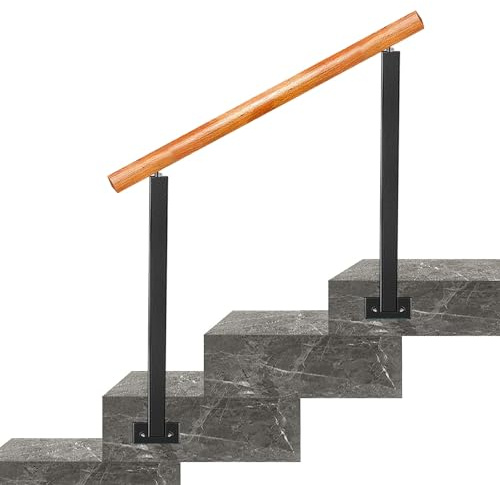 Wooden Handrail for Indoor and Outdoor Side Mount Stairs Railing Wrought Iron Hand Rail with Kit，Transitional Handrail Picket