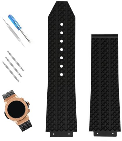 XIW Armband Compatible for 19mm× 25mm× 22mm Hublot Big Bang Uhrenarmband Rubber Watch Band Replacement Silikon-Gummi Strap for men Silicone Wirstband Strap women Bracelet