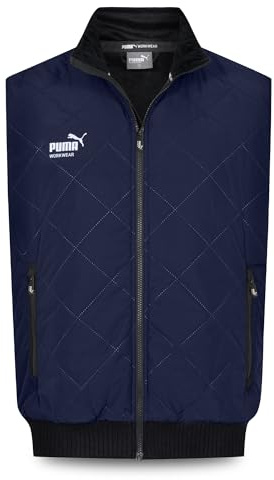 PUMA Workwear herrväst vinter – varmt fodrad, vattentät och vindavvisande – arbetsväst med fickor och fleecefoder – innerficka – robust yttermaterial för arbete och fritid, marinblå, XL