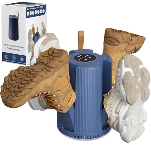Shoe Dryer Electric, Silent Boot Dryer with 4 Foldable Arms, 1/3/6H Timer, 2 Speed Settings, Quick Drying, Portable Football Boot Warmer for Shoes, Gloves, Hats, Socks, Ski Boots