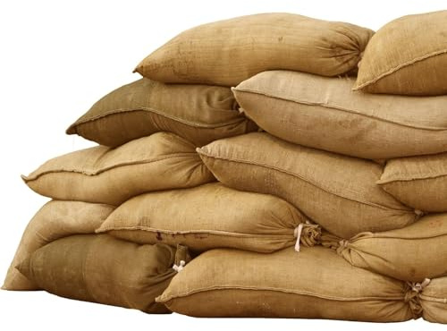 Sandbaggy Burlap Sandbags 14″ x 26″ – Durable Natural Jute 50-lb Capacity Bags for Flood Control, Erosion Prevention & Landscaping — Biodegradable, Empty Tie-String Design (10)