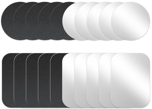 20 metallplattor självhäftande, metallplatta mobiltelefon mycket tunn metallplatta | 3M lim metallplatta, metallplatta för magneter med 6 rengöringsdukar, magnet för mobilskal, för bil mobiltelefonhållare