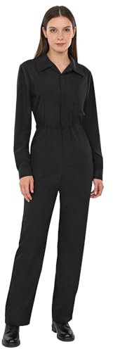 Freebily Damen Arbeitsoverall Blaumann Overall Arbeits Jumpsuit Mit Knöpfen Coverall Werkstatt Mechaniker Arbeitskleidung