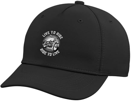 Live to Ride Vintage Motorcycle Biker Motorbike Guys Men Adjustable Printed Baseball Hat, Black