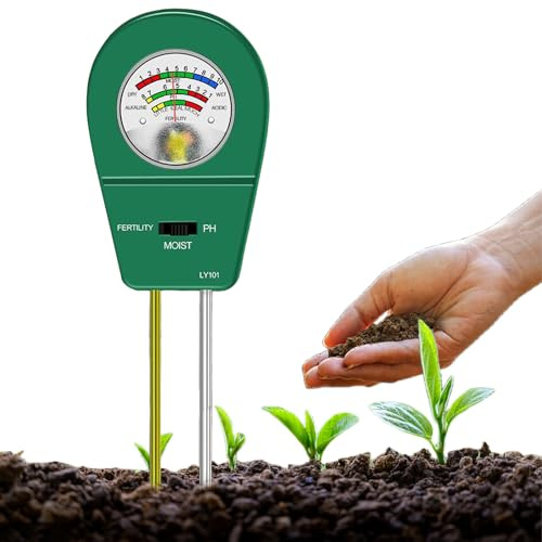 RUTIDA Bodenmessgerät 3-in-1, Bodentester für pH, Feuchtigkeit und Fruchtbarkei, Boden-Feuchtigkeitsmessgerät für Pflanzenerde, Garten, Bauernhof, Rasen, Kein Batterien Erforderlich