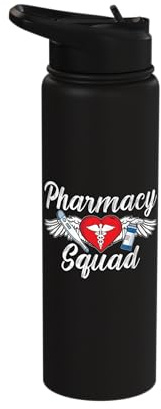Pharmacy Squad Tech Pharmacist Medicine Pharmacy Technician Stainless Steel Insulated Water Bottle
