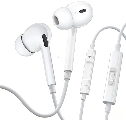 Tayte iPhone 14 wired Headphones Lightning In-Ear Earphones HiFi-Audio Stereo Earbuds with Mic+Volume Control Headset Compatible with iPhone 14/13/12/11/11 Pro Max/XS Max/X/XR/8/7 Plus White