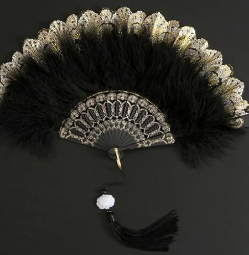 ATBUSS 1 Ventaglio di Danza retrò, 1 Boa di Piume, 1 Fascia per Capelli di Piume, Accessori di Abbigliamento da Donna Anni '20, Adatti per Drammi E Giochi di Ruolo.