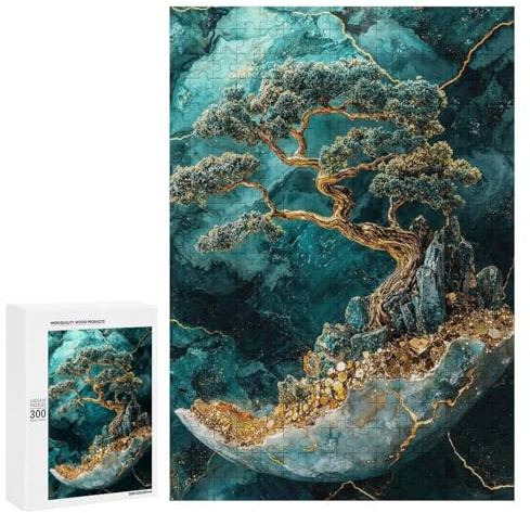 Puzzle Time – Crystal Realm Bonsai Tree, 300 PCS, Wooden Art Puzzle, Winter Activity Gift; for Shared Table Time