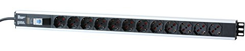 Techly Professional 023165 Multipresa Verticale 12 Posti da Rack 19 con Magnetotermico Spina Italiana Nero/Argento