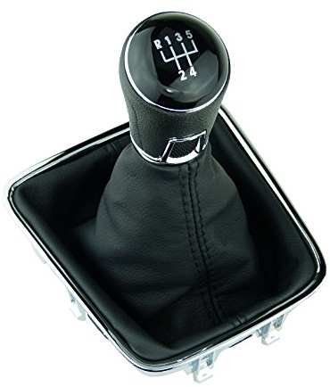 Schaltsack & Schaltknauf für VW Golf Plus 5M 521 Tiguan 1 5N - 5 Gang Knauf mit Rahmen - Schwarz - Chrom - Schaltmanschette Schalthebel für Schaltung - Hebel Schaltgetriebe - für Sharan 2 7N - A0278-4