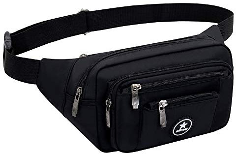 Ariineer wasserdichte Bauchtasche Damen Herren für Reise und Sport Plus Size, Hüfttasche für Damen und Herren Sport, Bauchtasche Wasserdicht Hüfttaschen für Running Plus Size (Schwarz)