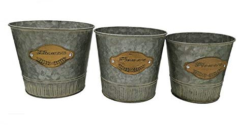 Fletiter Galvanized Vase Farmhouse Metal Milk Can Vintage Rustic Country Bucket Planter Pots Jug for Kitchen Living Room Decor,Rusty Buckets