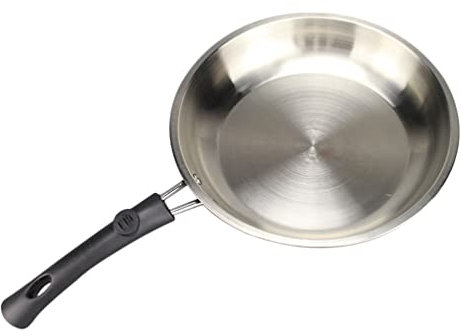 Healifty Kitchen Frying Pan Stainless Steel Non- stick Frying Pan Steel Skillet Wok Kitchenware for Cooking 22cm (Silver)