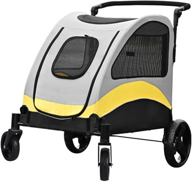 Passeggino per cani Taglia Media e Grande 42 kg 30 kg Ruote dei freni per cani, Traspirante, Ammortizzante, Sicuro, 100,5x75x113 cm Dimensione Totale