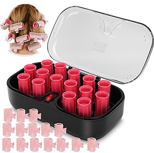 Electric Heated Rollers, 15pcs Electrci Hair Perm Rods Hair Rollers Hair Curler Roller 30mm with Hair Clips Clamp Hair Styling Tool Travel DIY Hot Rollers Create Big Curls Voluminous Waves(US Plug)