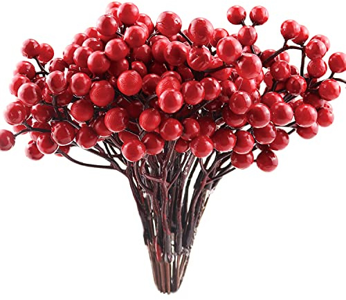 BANTI Rote Beeren Deko Weihnachtsbaum Beerenzweig Künstlich 20 Stück Beerenzweige Weihnachten Künstliche Rote Beeren Zweige Deko für Weihnachtsbaumschmuck Handwerk Winter Dekoration (240 Beeren)