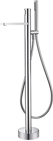 FNNEMG Badewannenarmatur Freistehend mit Handbrause Freistehende Badewanne Wasserhahn Messing Freistehende Wannenarmatur Badewanne mit Brauseschlauch, Einzelgriff,Chrome