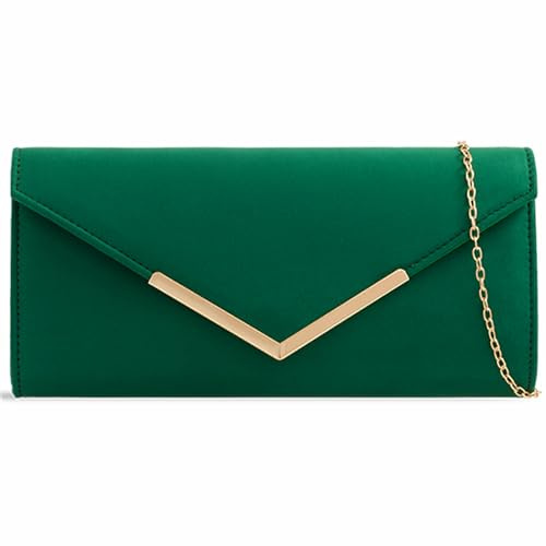 UShopUK Suede Plain Bridal Prom Wedding Evening Clutch Party Purse Hand Bag (Green)