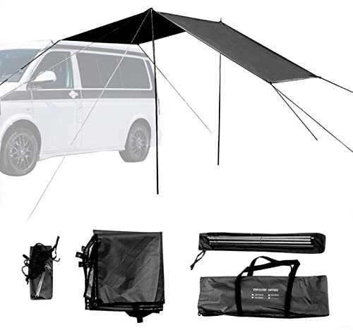 HEIBTENY Auto-Markise, Campingzelt, Markise, Sonnenschutz, Wohnmobil, Sonnenschutz, für Wohnmobil, Van, Wohnmobil, SUV, Schwarz