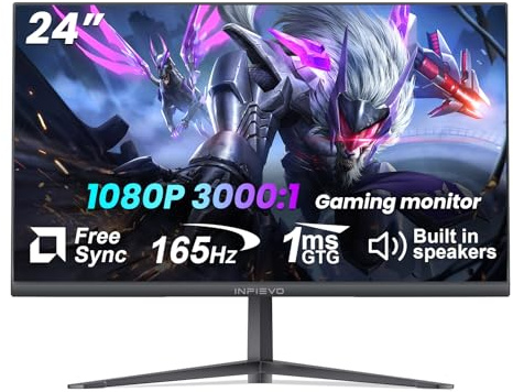 BEISUFU INFIEVO 24 Inch FHD 1080P Gaming Monitor, 165Hz VA 1ms, FreeSync, Built-in Speakers, VESA Compatible, Tilt Adjustable, Eye Care Technology, HDMI/DP