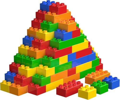 WYSWYG Grande set di mattoncini da costruzione, compatibile, ideale per bambini dai 2, 3, 4 anni in su, 70 pezzi.